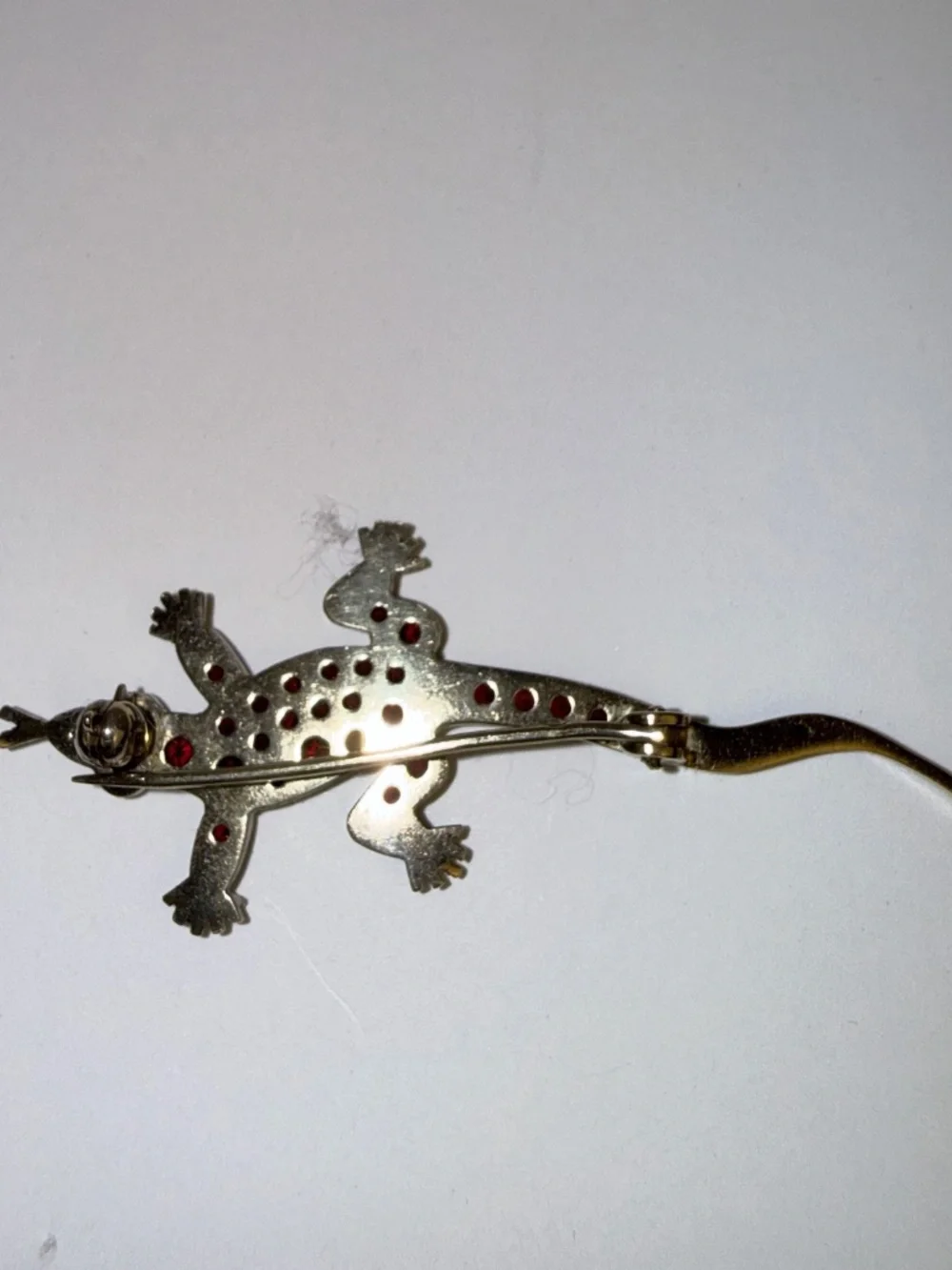 Victorian Bohemian Garnet Lizard Brooch/Pin in Vermeil Sterling Silver